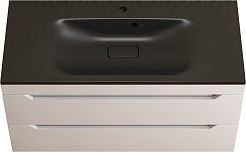 Style Line Тумба с кварцевой раковиной антрацит Остин 100 подвесная белая матовая – фотография-1